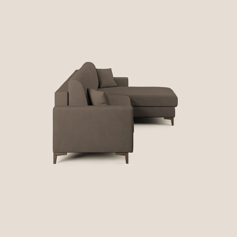 Kafka canapé d'angle convertible en tissu doux imperméable T02 marron