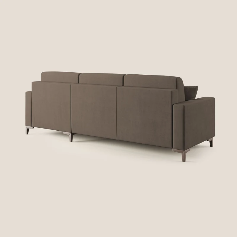 Kafka canapé d'angle convertible en tissu doux imperméable T02 marron