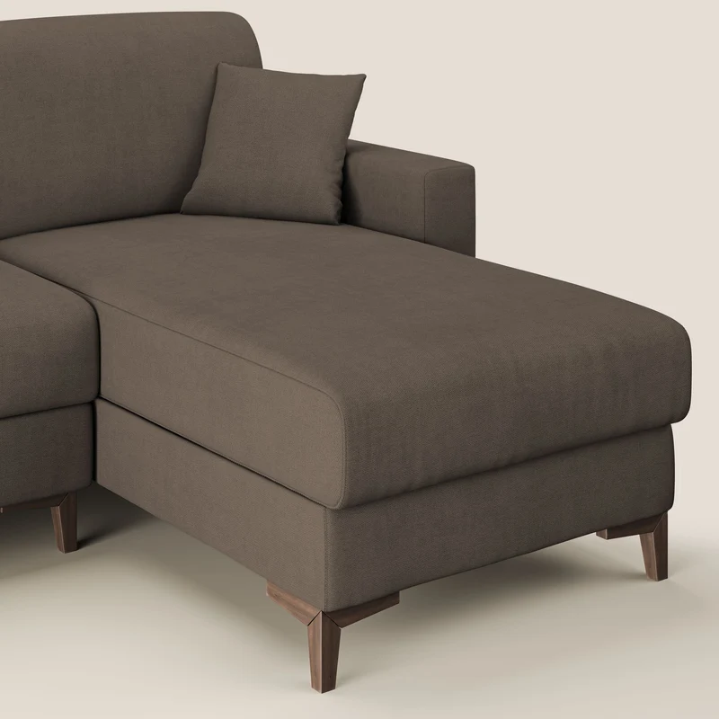 Kafka canapé d'angle convertible en tissu doux imperméable T02 marron