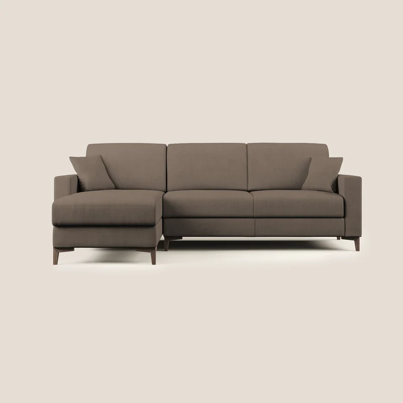 Kafka canapé d'angle convertible en tissu doux imperméable T02 marron