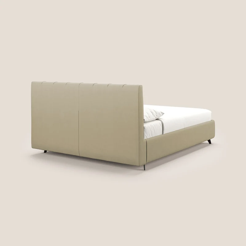 Bogart lit avec coffre rembourré complètement déhoussable en microfibre détachable T11 crème