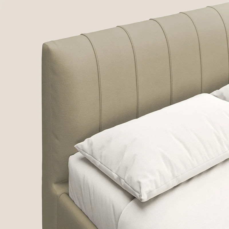 Bogart lit avec coffre rembourré complètement déhoussable en microfibre détachable T11 crème