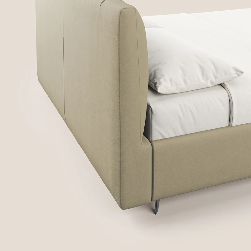 Bogart lit avec coffre rembourré complètement déhoussable en microfibre détachable T11 crème
