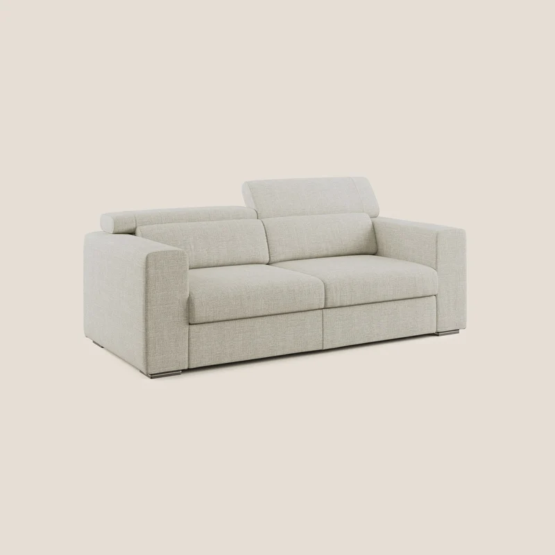 Vegas canapé avec têtières inclinables en tissu doux imperméable T06 crème
