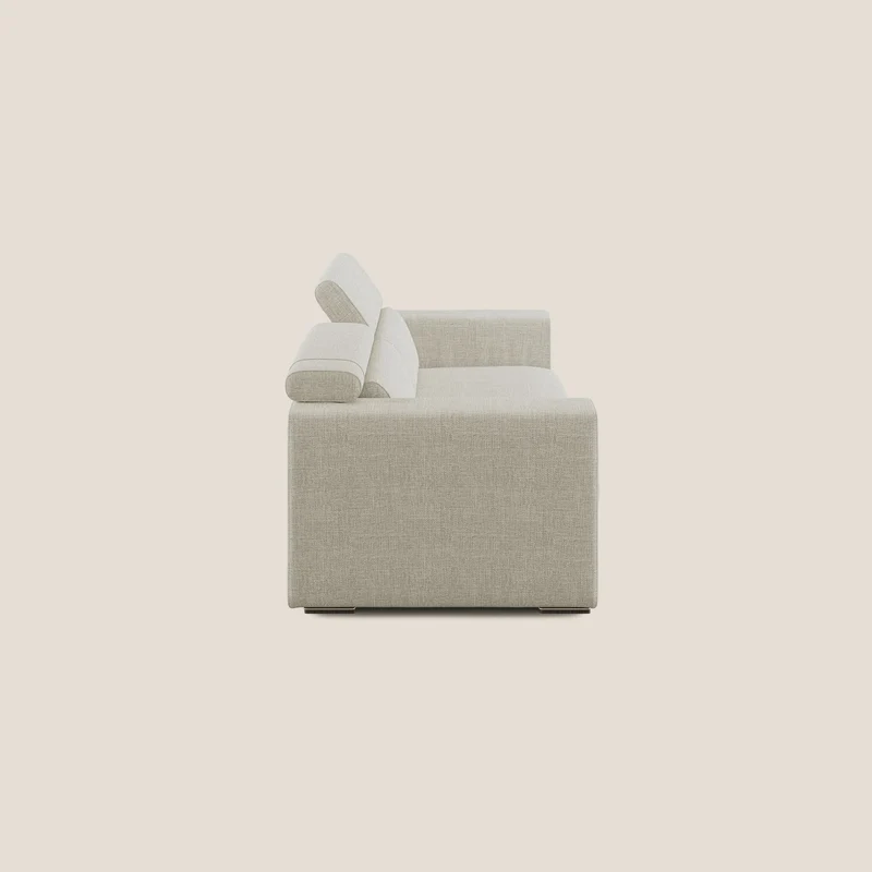 Vegas canapé avec têtières inclinables en tissu doux imperméable T06 crème