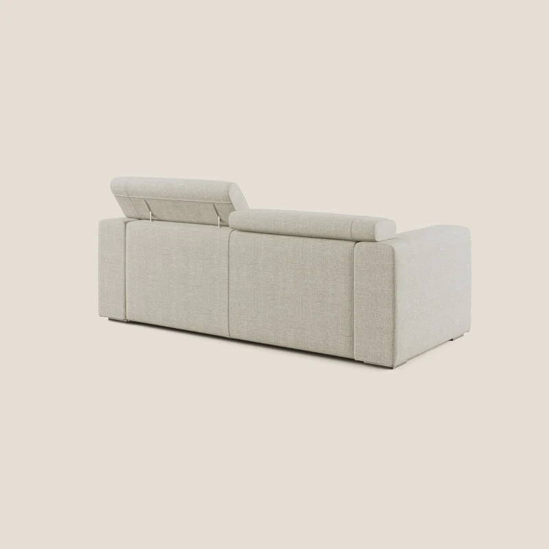 Vegas canapé avec têtières inclinables en tissu doux imperméable T06 crème
