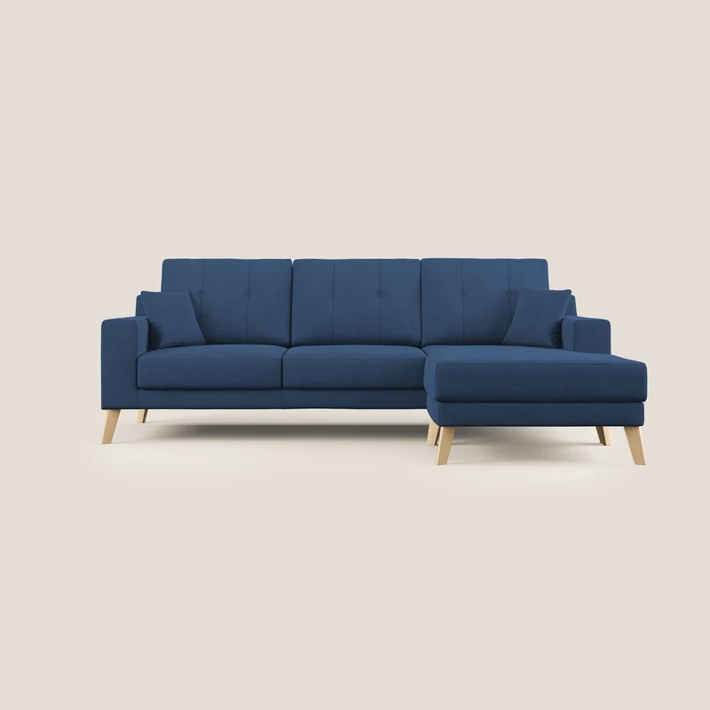Danish canapé d'angle moderne reversible en tissu doux imperméable T02 bleu