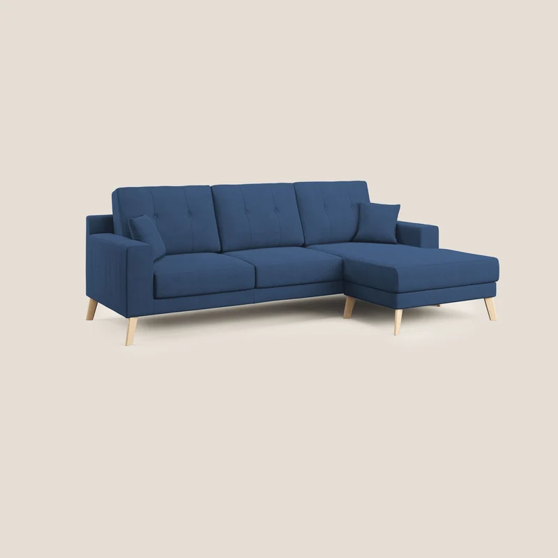 Danish canapé d'angle moderne reversible en tissu doux imperméable T02 bleu