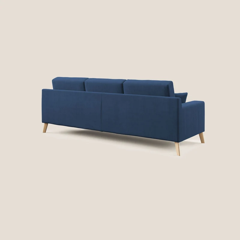 Danish canapé d'angle moderne reversible en tissu doux imperméable T02 bleu