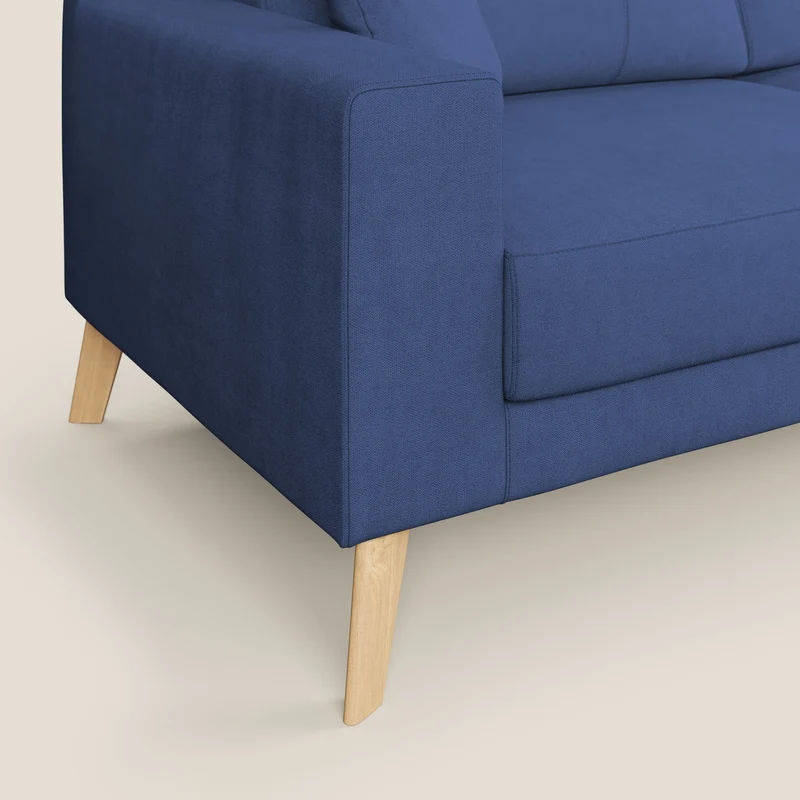 Danish canapé d'angle moderne reversible en tissu doux imperméable T02 bleu