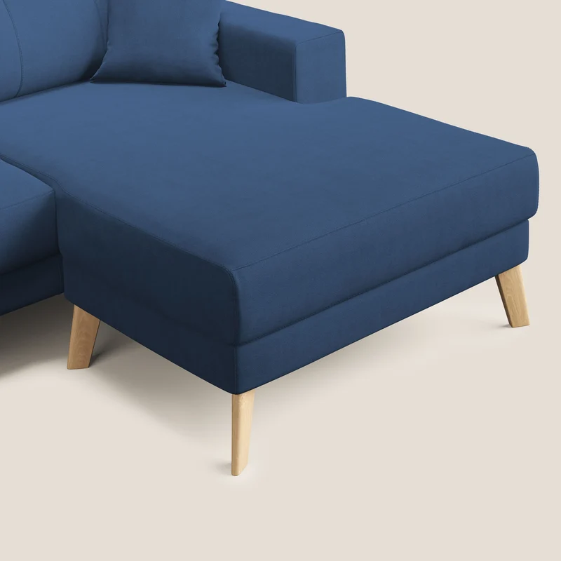 Danish canapé d'angle moderne reversible en tissu doux imperméable T02 bleu