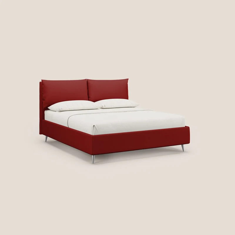Elsa lit rembourré avec coffre de rangement en tissu détachable T05 rouge