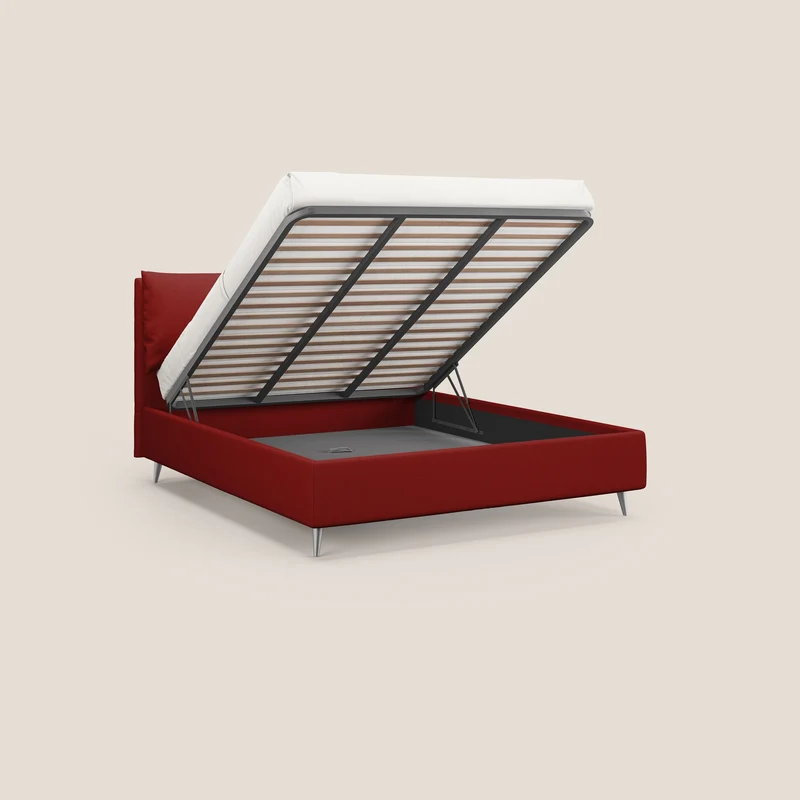 Elsa lit rembourré avec coffre de rangement en tissu détachable T05 rouge