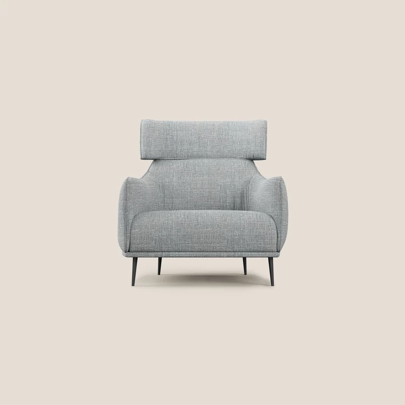 Zelda Fauteuil au design moderne en tissu doux et imperméable T06 gris