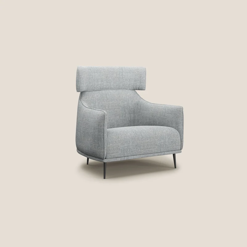 Zelda Fauteuil au design moderne en tissu doux et imperméable T06 gris