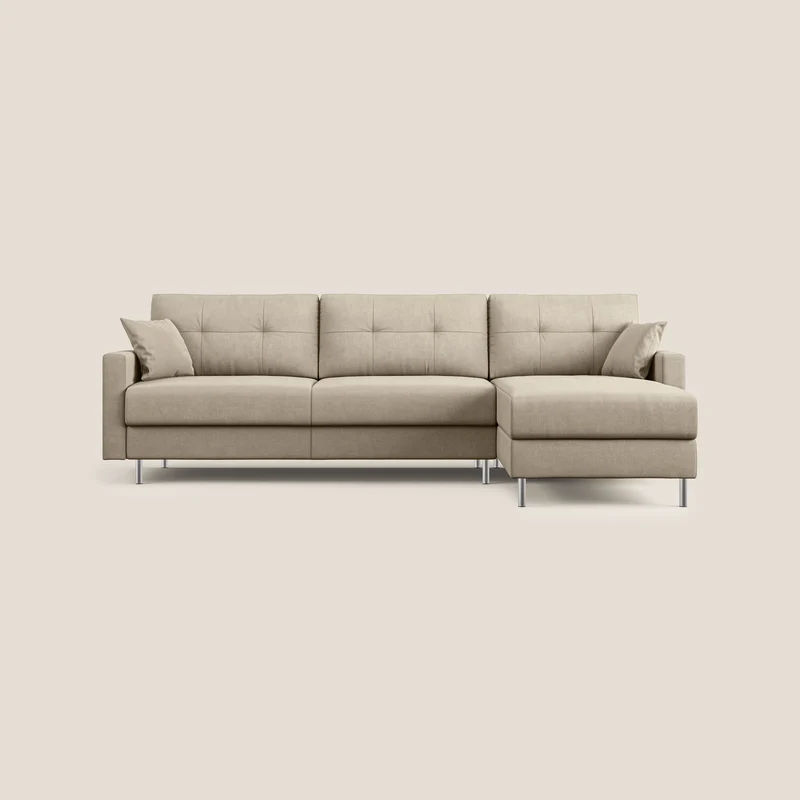 Megan canapé d'angle convertible en microfibre détachable T11 Taupe tortora