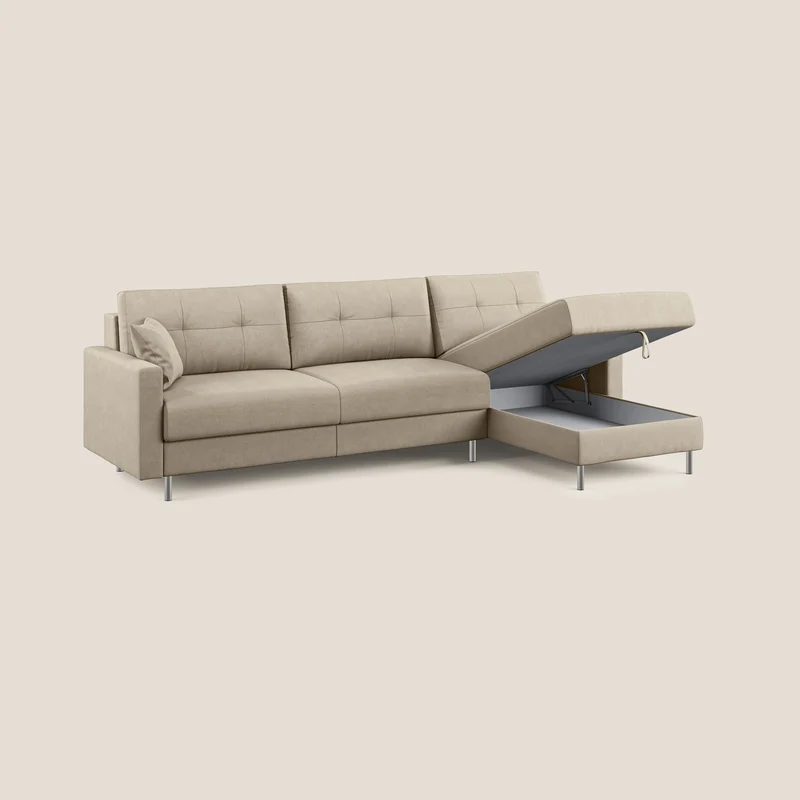 Megan canapé d'angle convertible en microfibre détachable T11 Taupe tortora
