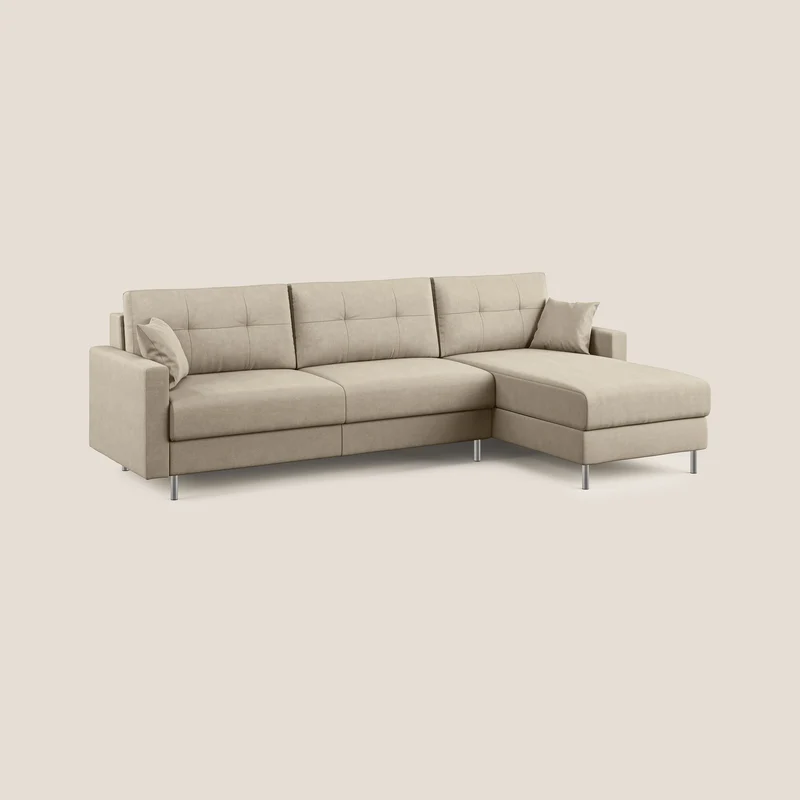 Megan canapé d'angle convertible en microfibre détachable T11 Taupe tortora