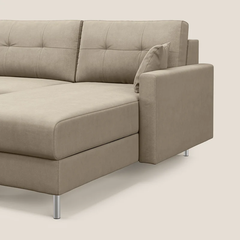 Megan canapé d'angle convertible en microfibre détachable T11 Taupe tortora