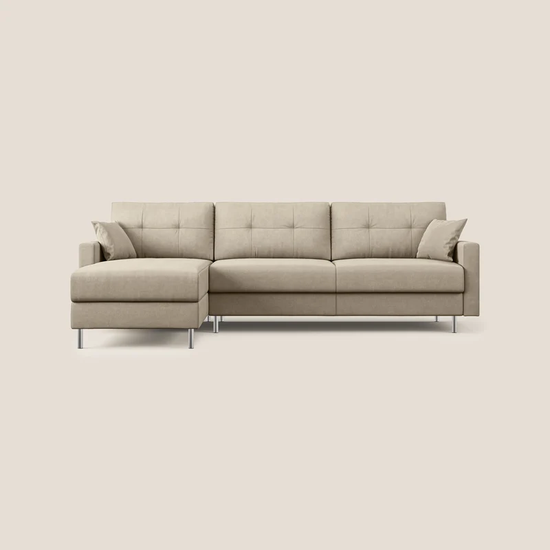 Megan canapé d'angle convertible en microfibre détachable T11 Taupe tortora