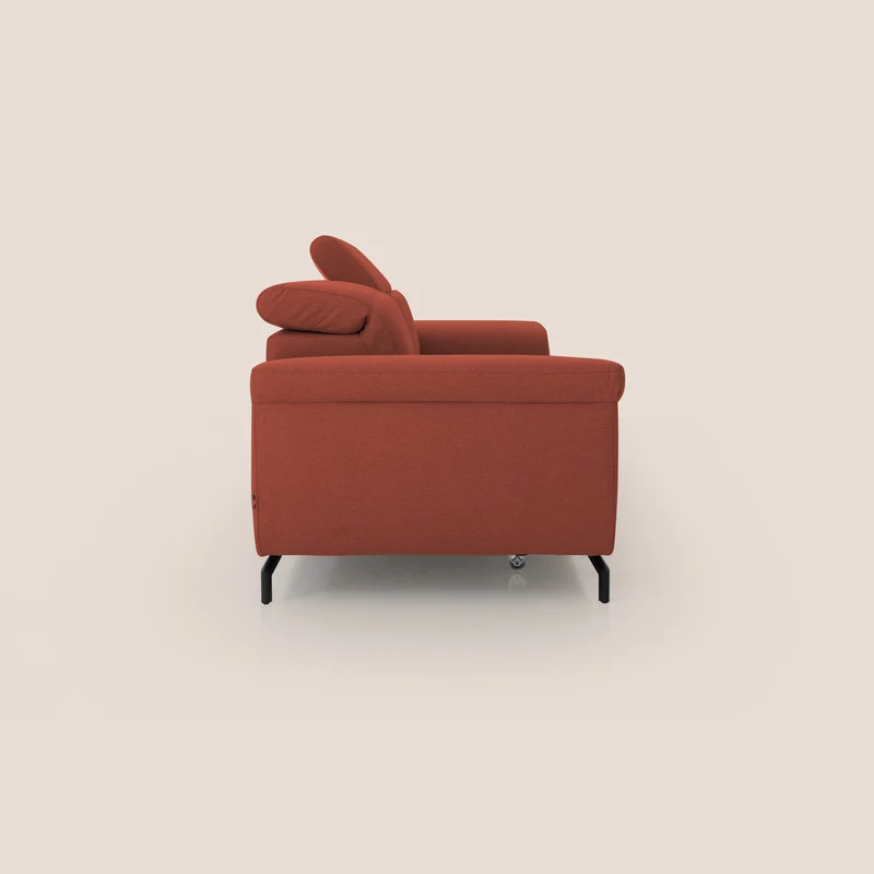 Aisha canapé avec repose-pieds extractible pieds hauts et têtières réglables en tissu détachable T05 rouge