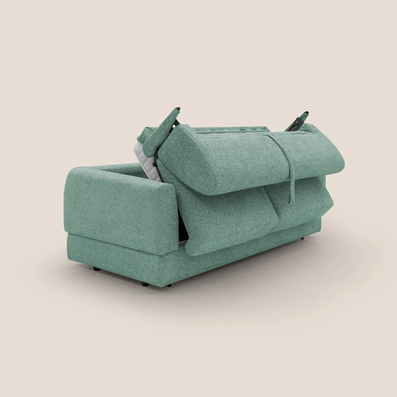 Happy Canapé convertible avec matelas H18 cm en tissu imperméable T10 sauge