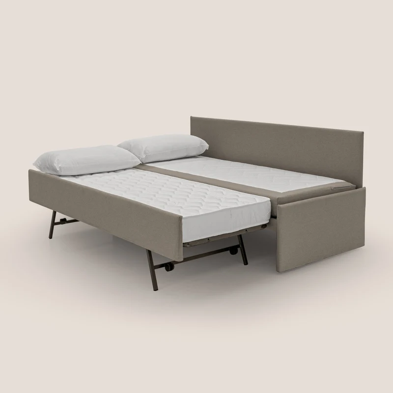 Naviglio Canapé duplex avec lits jumeaux et tissu effet coton imperméable T13 Taupe tortora