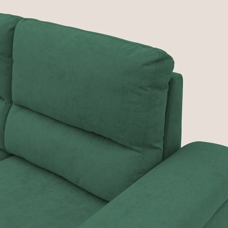 Minerva canapé linéaire avec pouf extractible en tissu doux imperméable T02 vert