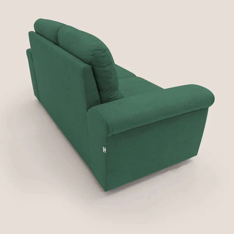 Minerva canapé linéaire avec pouf extractible en tissu doux imperméable T02 vert