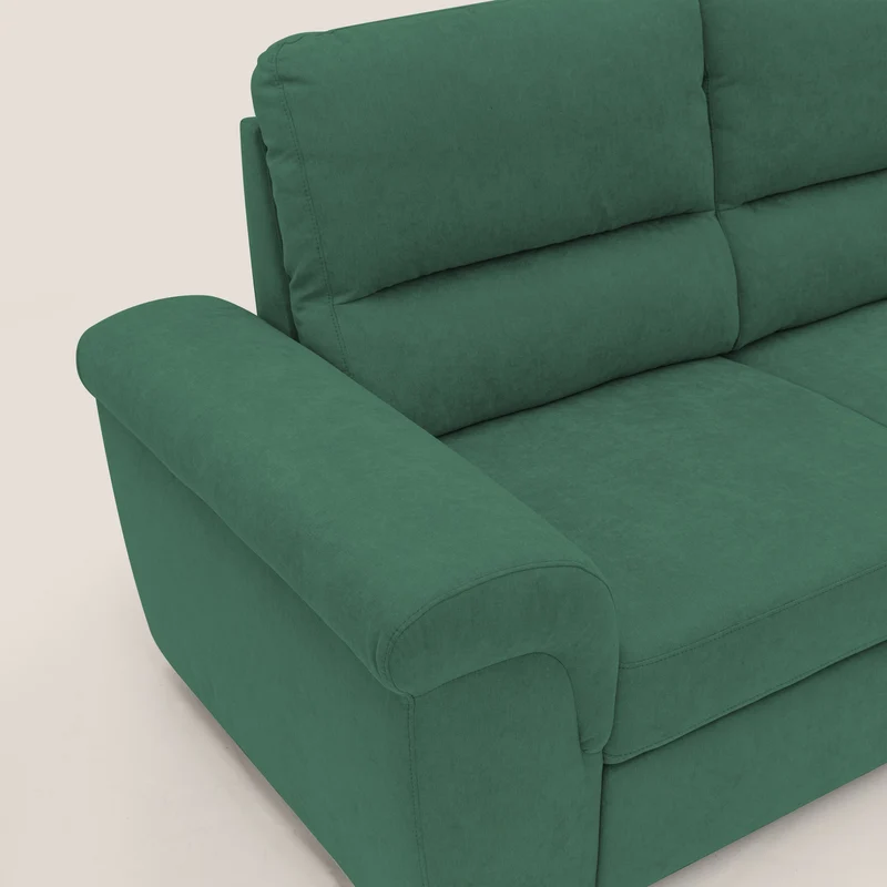Minerva canapé linéaire avec pouf extractible en tissu doux imperméable T02 vert