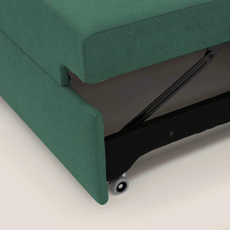 Minerva canapé linéaire avec pouf extractible en tissu doux imperméable T02 vert
