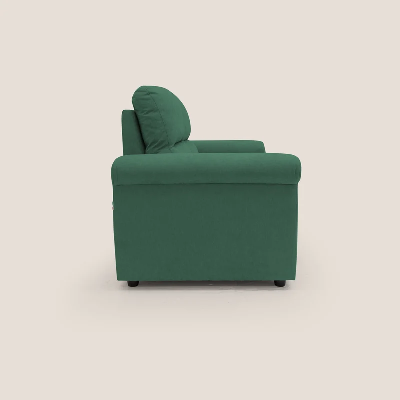 Minerva canapé linéaire avec pouf extractible en tissu doux imperméable T02 vert