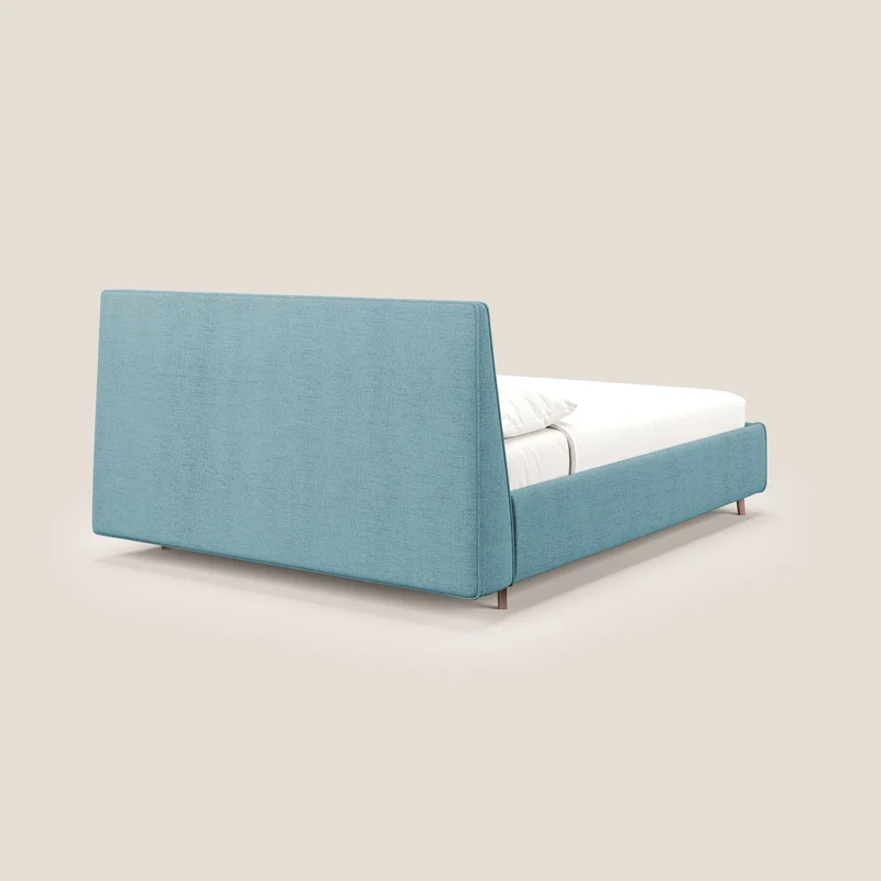 Justin lit rembourré avec coffre et déhoussable en tissu flammé imperméable T03 bleu clair