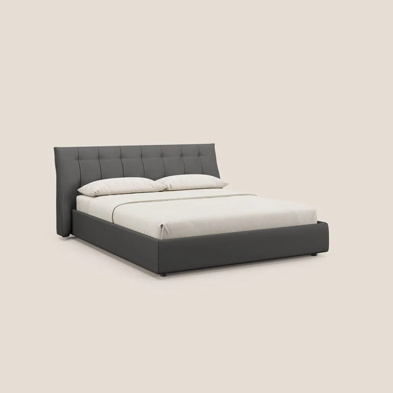 Clizia Lit de design avec coffre de rangement en simili-cuir imperméable T04 anthracite