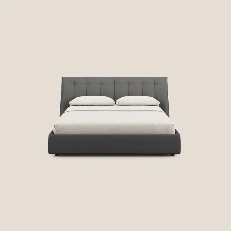 Clizia Lit de design avec coffre de rangement en simili-cuir imperméable T04 anthracite