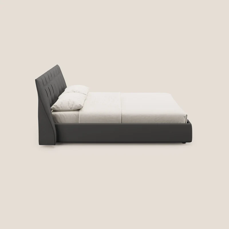 Clizia Lit de design avec coffre de rangement en simili-cuir imperméable T04 anthracite