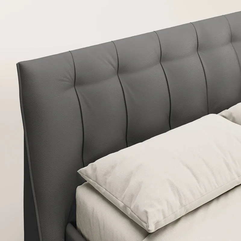 Clizia Lit de design avec coffre de rangement en simili-cuir imperméable T04 anthracite