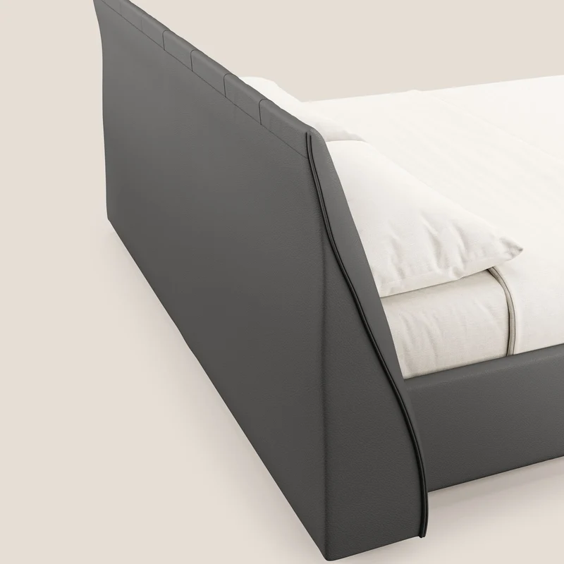 Clizia Lit de design avec coffre de rangement en simili-cuir imperméable T04 anthracite