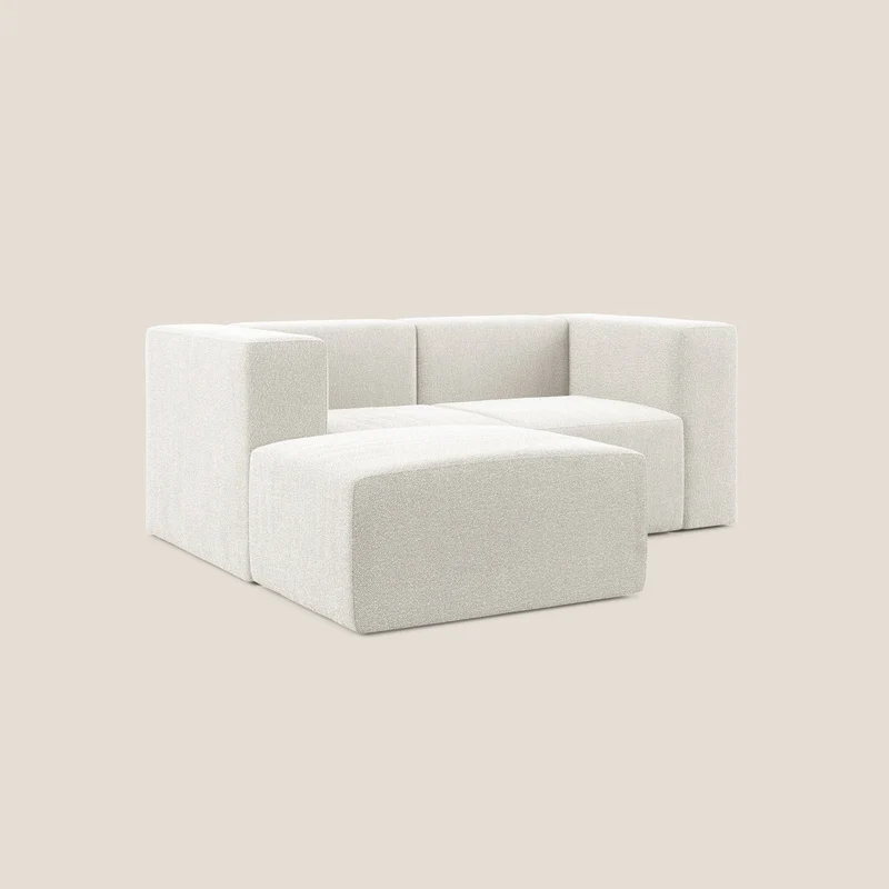 Nettuno canapé d'angle reversible modulable en bouclette douce T07 blanc