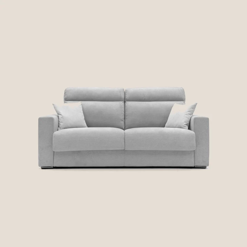 Nikita canapé lit convertible avec haut dossier moelleux en tissu doux imperméable T02 gris clair