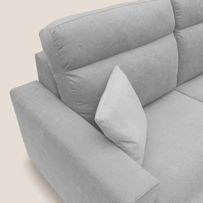 Nikita canapé lit convertible avec haut dossier moelleux en tissu doux imperméable T02 gris clair