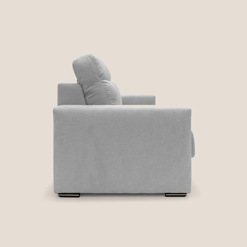 Nikita canapé lit convertible avec haut dossier moelleux en tissu doux imperméable T02 gris clair