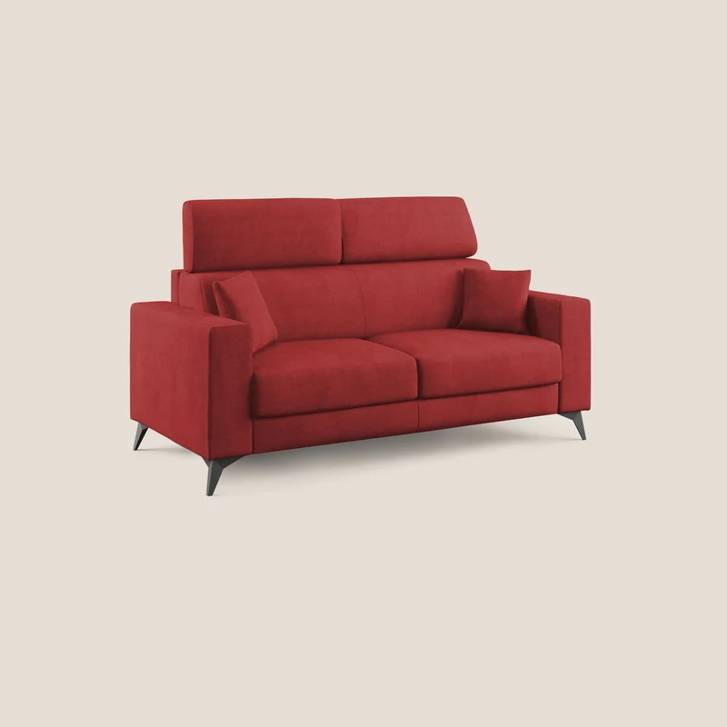 Pegaso canapé convertible avec têtières inclinables en tissu doux imperméable T02 rouge