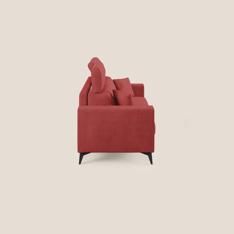 Pegaso canapé convertible avec têtières inclinables en tissu doux imperméable T02 rouge