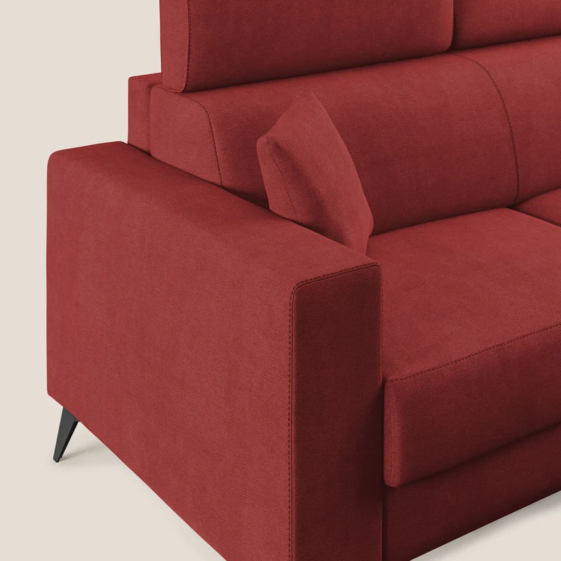 Pegaso canapé convertible avec têtières inclinables en tissu doux imperméable T02 rouge