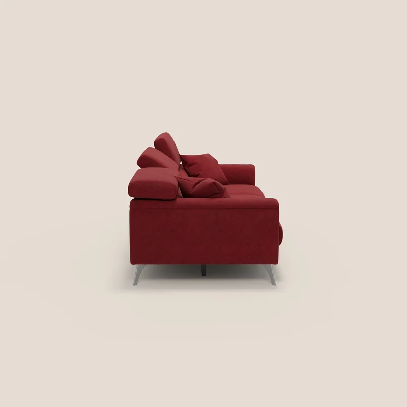 Caravaggio canapé 3 assises extensibles et têtières réglables en tissu imperméable T02 rouge