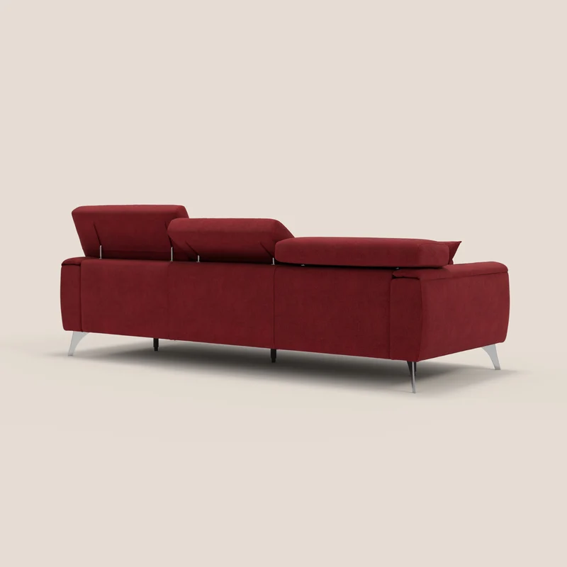 Caravaggio canapé 3 assises extensibles et têtières réglables en tissu imperméable T02 rouge