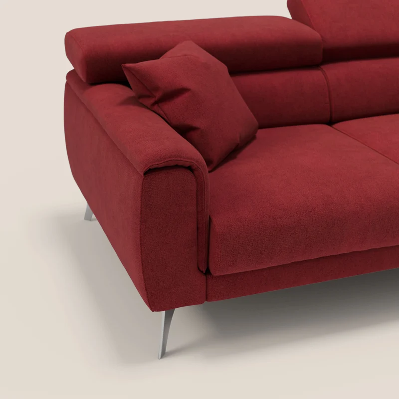 Caravaggio canapé 3 assises extensibles et têtières réglables en tissu imperméable T02 rouge