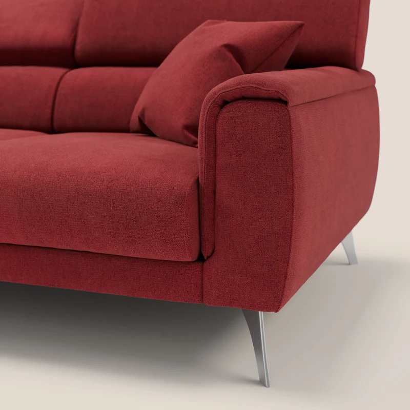 Caravaggio canapé 3 assises extensibles et têtières réglables en tissu imperméable T02 rouge