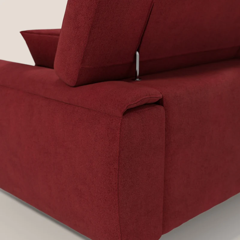 Caravaggio canapé 3 assises extensibles et têtières réglables en tissu imperméable T02 rouge
